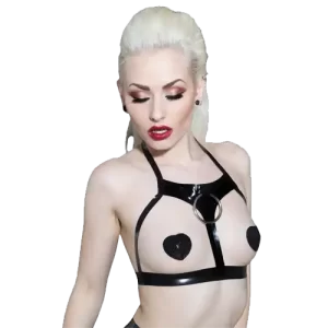 Latex Harness Top in Black