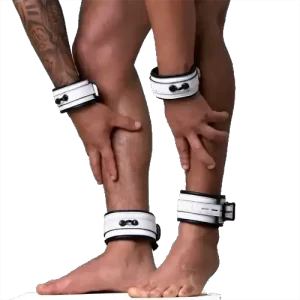 Venezia White Leather Ankle Cuffs